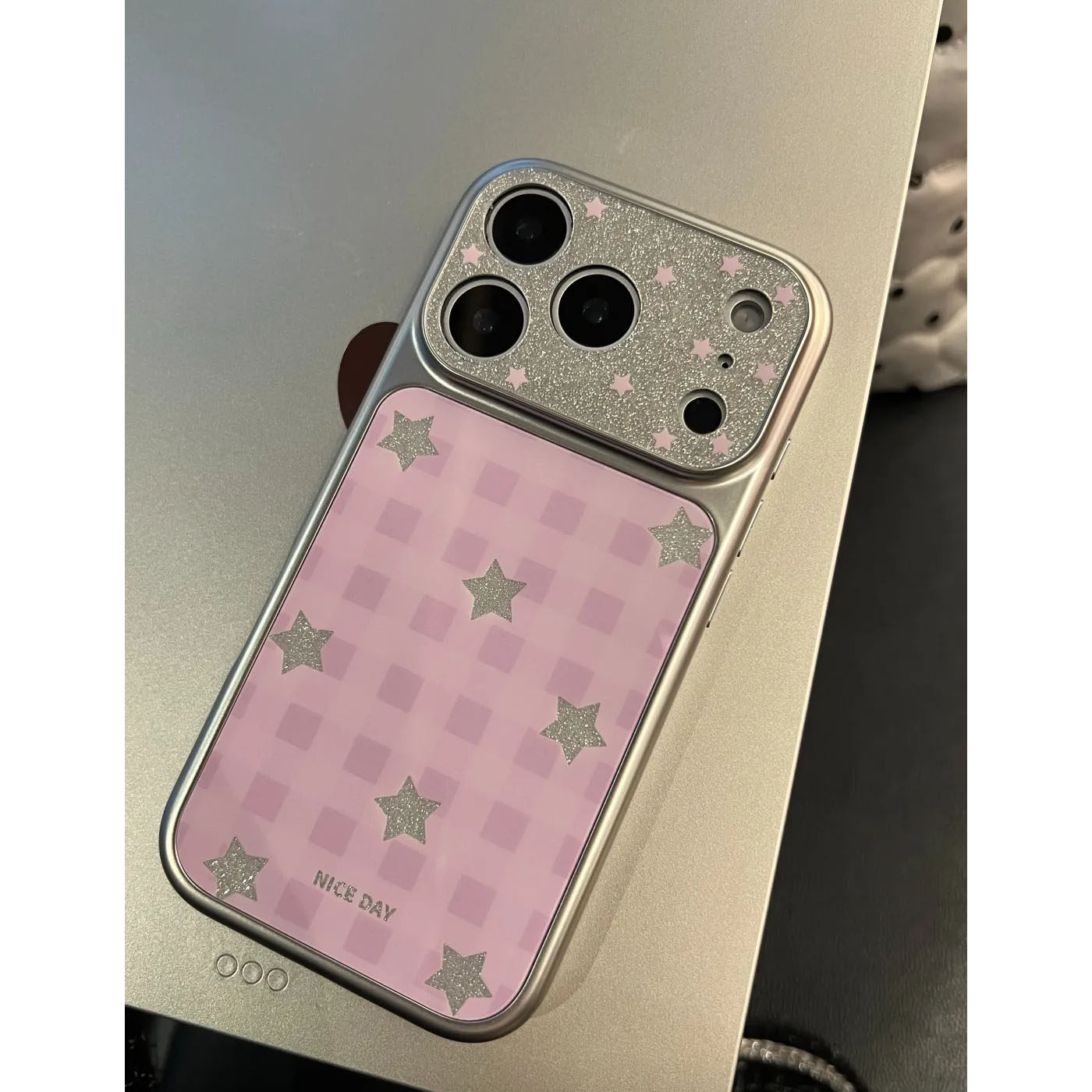 SHEEP CASE简约格纹闪粉星星适用苹果17手机壳iPhone17Promax新款16高级感15保护套13韩系14防摔全包创意女款,淘宝优惠券,粉丝福利购,淘宝优惠卷