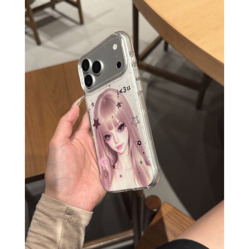 韩系ins甜酷闪闪金发少女适用苹果18promax手机壳iphone17pro新款16可爱卡通15高级感17女18全包防摔保护套软 - 图0