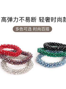 兰壹壹水晶发圈合集彩色马尾丸子高弹力扎发绳韩版轻奢时尚发饰