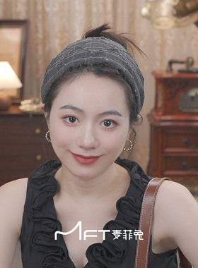 兰壹壹方格物语发箍韩版复古休闲运动型宽边头箍高颅顶显脸小发饰
