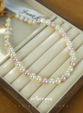 兰壹壹 粉色琉璃糖果色项链轻奢小众简约百搭