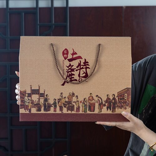 土特产包装盒春节海鲜干货坚果腐竹农产品熟食腊肉年货包装盒定制 - 图1
