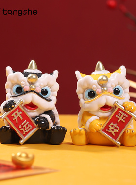 五虎上将醒狮摆件创意国潮吉祥物