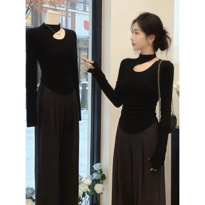 大码胖mm加绒磨毛半高领镂空长袖T恤女秋冬季修身显瘦打底衫上衣,淘宝优惠券,粉丝福利购,淘宝优惠卷