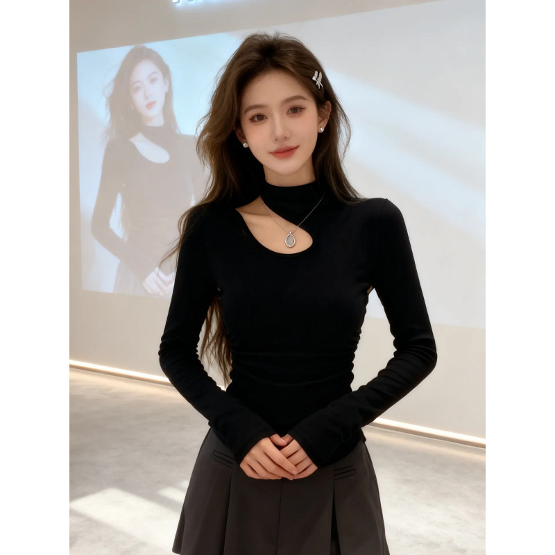 大码胖mm镂空长袖T恤女内搭加绒磨毛打底衫2025秋冬新款修身上衣,淘宝优惠券,粉丝福利购,淘宝优惠卷