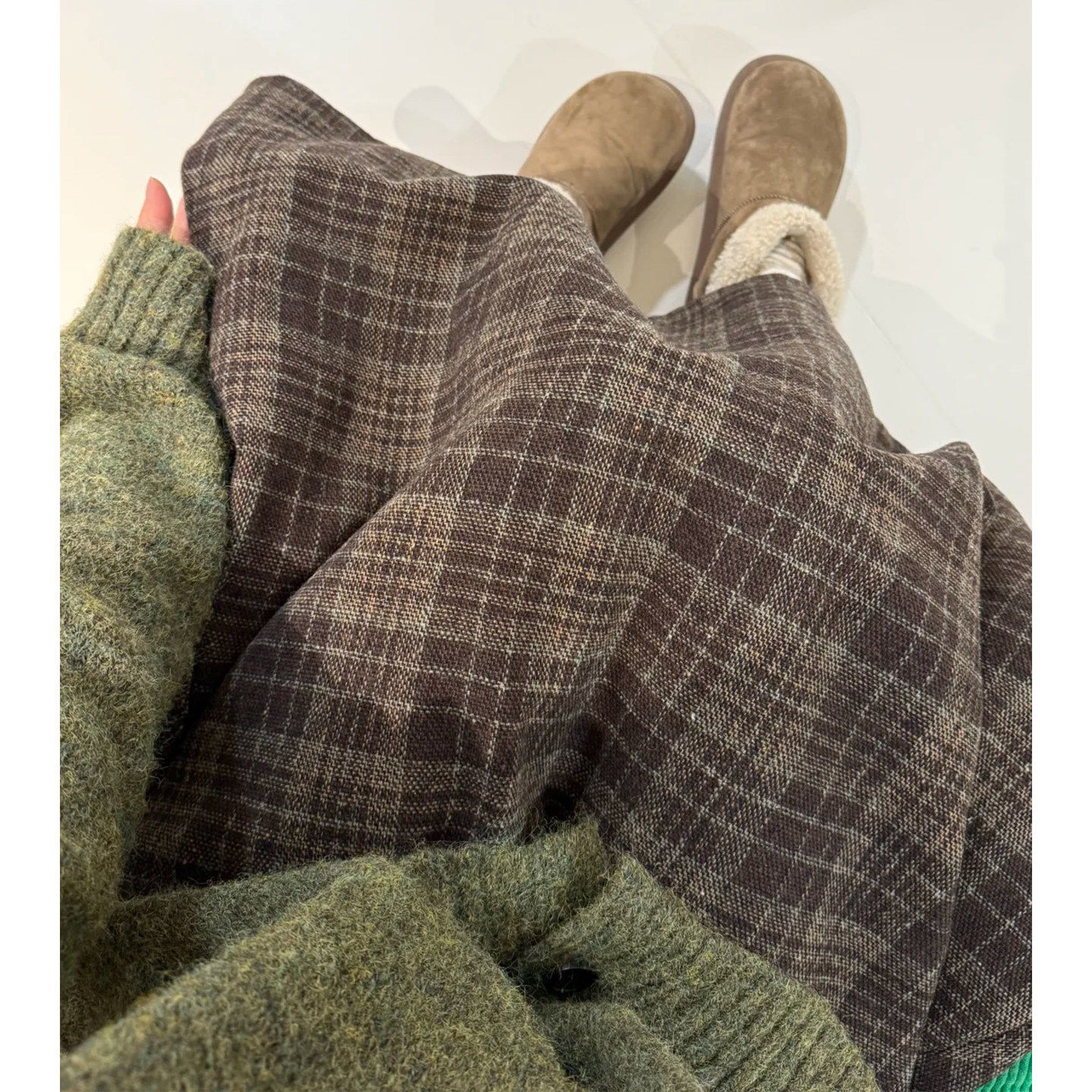 高级感绝美半身裙女冬大码胖mm复古棕咖色毛呢格子裙梨形a字伞裙,淘宝优惠券,粉丝福利购,淘宝优惠卷