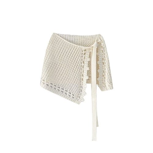 大码胖mm立体钩编绑带一片式屁帘女秋冬季时髦叠穿短款针织半身裙 - 图3