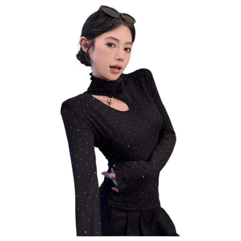 大码胖MM细闪镂空半高领长袖T恤女秋冬季新款显瘦绝美打底衫上衣,淘宝优惠券,粉丝福利购,淘宝优惠卷