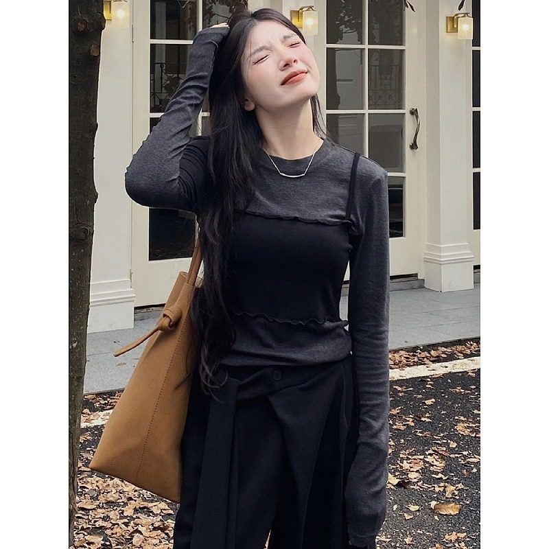 大码胖mm假两件长袖t恤女2025秋季新款显瘦气质独特巨好看上衣潮,淘宝优惠券,粉丝福利购,淘宝优惠卷