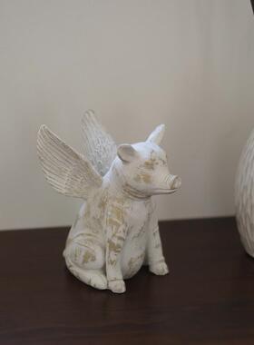 欧式复古天使猪树脂摆件