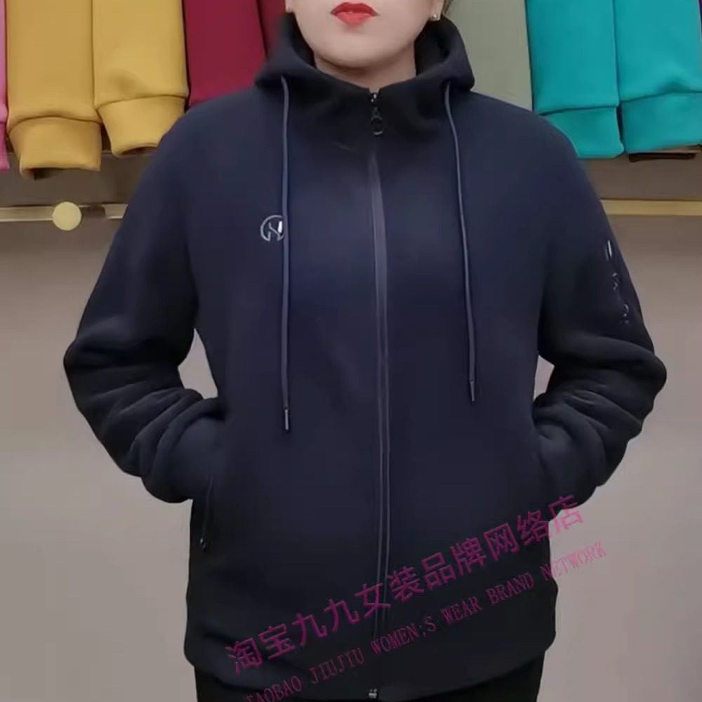 加绒加厚摇粒绒外套女秋冬新款休闲连帽拉链开衫宽松时尚保暖夹克,淘宝优惠券,粉丝福利购,淘宝优惠卷