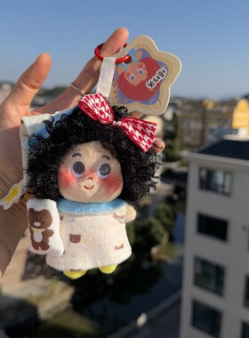 正版嘟嘟可爱黑色卷发包包挂件女生毛绒公仔小玩偶书包挂饰礼物