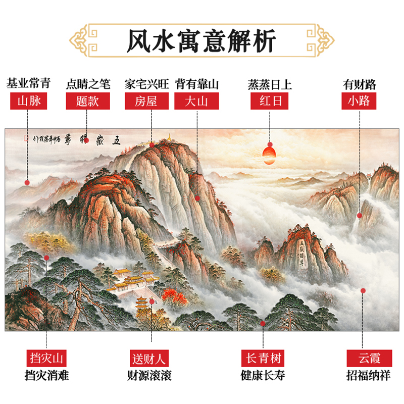 国画山水画背有靠山客厅装饰画背景墙壁画办公室字画新中式挂画