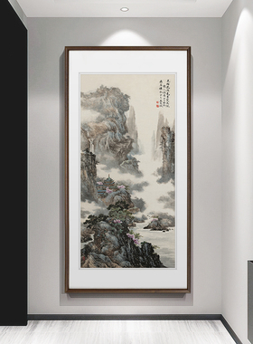 新中式山水画张大千入户玄关