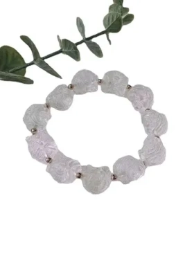 白色狮子头金珠念珠手串白月光手持雕刻醒狮绕指柔醒狮