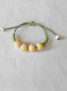 红色多层编织姐妹韩版陶瓷手链