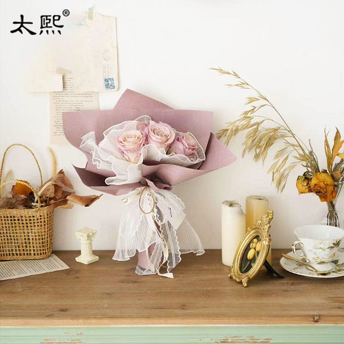 韩式波浪纱鲜花花束包装网纱纱包花纸材料玫瑰蕾丝包玫瑰花的纱网 - 图1