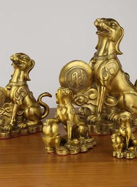 铜狗摆件黄铜财狗专解西北缺角