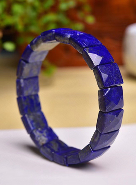 新货到天然青金刻面手排到货颜色美晶体水润男女同款手链蓝色包邮