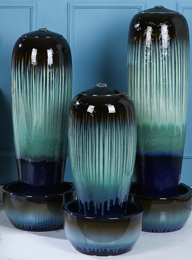 电视柜陶瓷流水喷泉花瓶加湿器
