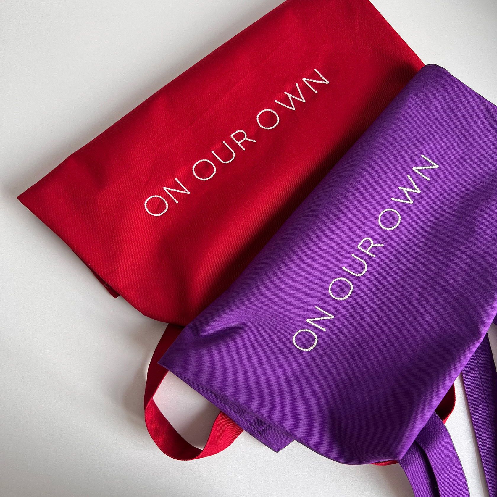 On Our Own原创 桔梗紫樱桃红纱卡棉刺绣托特包 精致帆布包袋百搭,淘宝优惠券,粉丝福利购,淘宝优惠卷