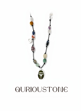 QuriouStone其石 圣甲虫水果锦囊 串珠项链玛瑙玉石925纯银锁骨链
