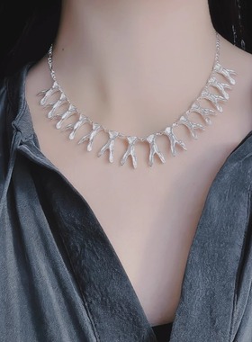 QURIOUSTONE【刘耀文同款】许愿骨X骨骼满天星choker 925银项链