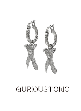 QURIOUSTONE【张韶涵同款】 X骨骼许愿骨925银耳钉 个性小众设计