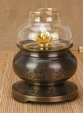 纯铜财神防风酥油灯