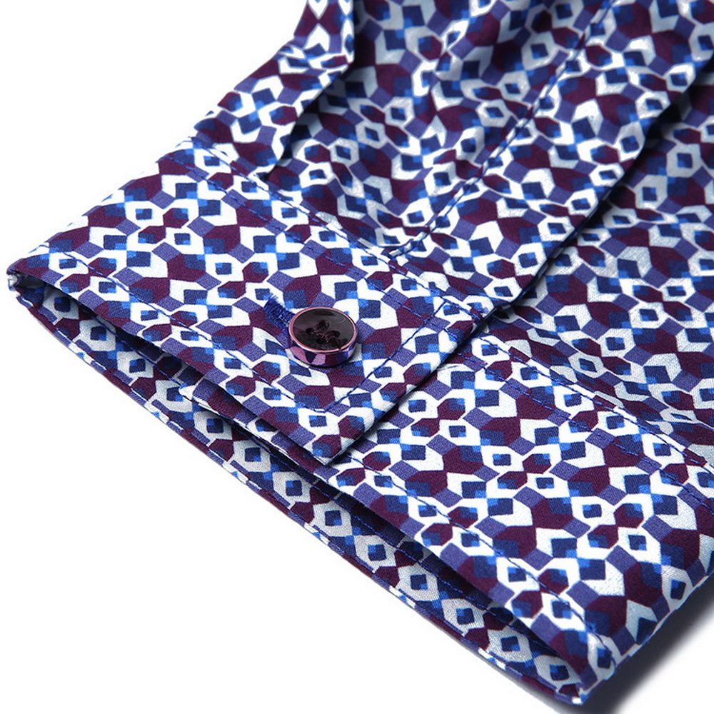 david naman紫色复古成熟稳重纽扣 魅力惠衬衫