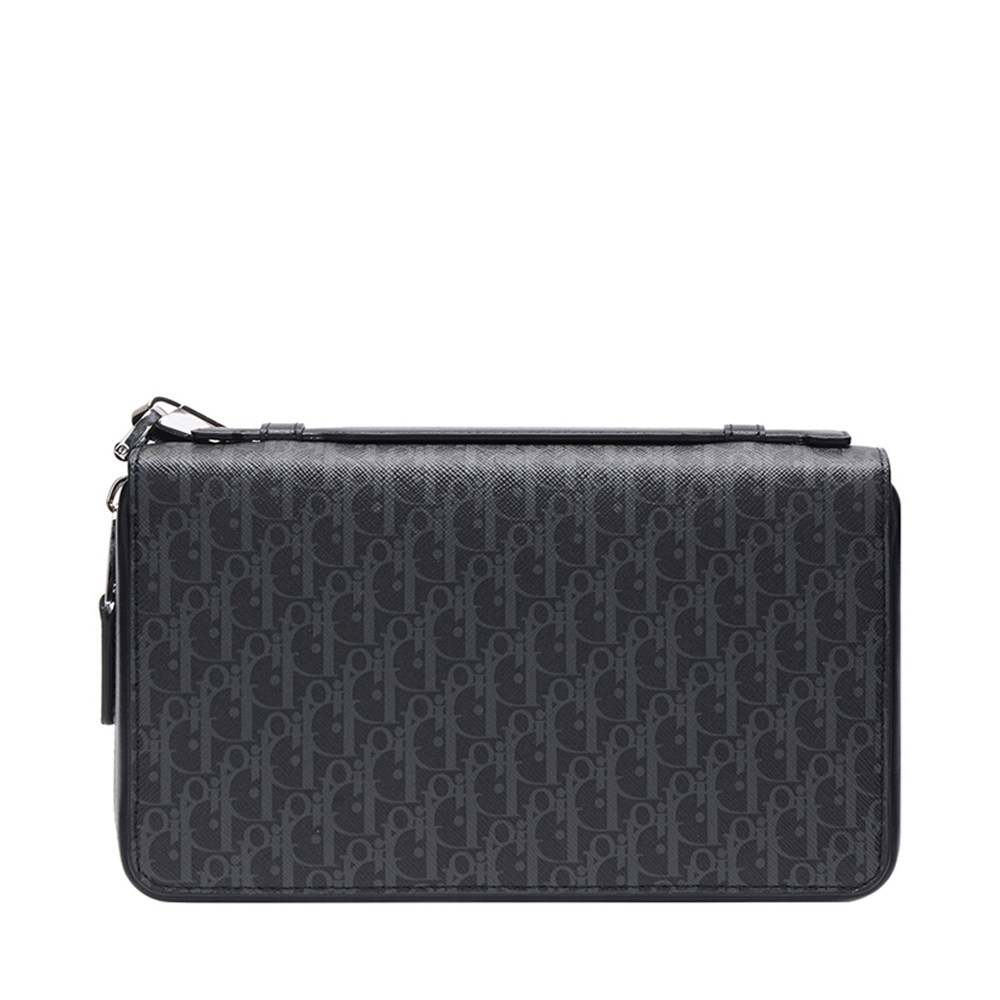 dior /迪奥黑灰色logo字母手拿包 魅力惠钱包