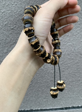 正宗野生紫竹鞭竹根多节鸡血藤串珠手持手串盘玩定制竹节手作设计