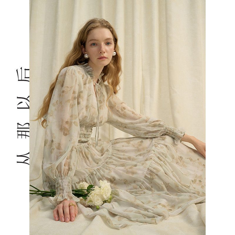 从那以后法式风小碎花长袖连衣裙雪纺裙子仙女裙高级感长裙女秋季,淘宝优惠券,粉丝福利购,淘宝优惠卷