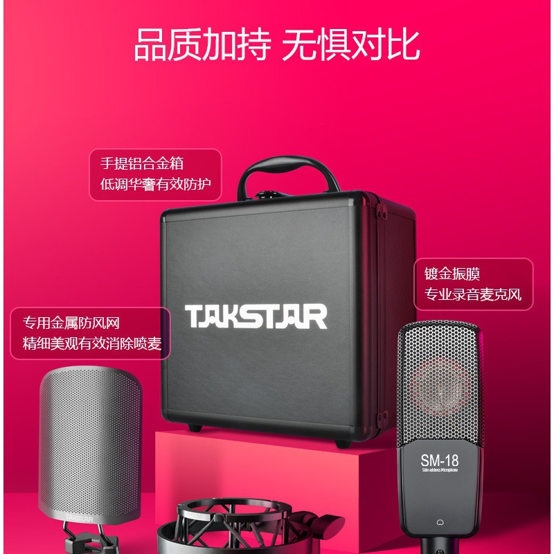 Takstar/得胜 SM-18电容麦克风k歌喊麦直播设备专业录音棚话筒 - 图2