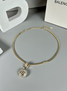 欧美个性双b巴黎镶钻甜酷网红气质项链首饰锁骨链毛衣链女