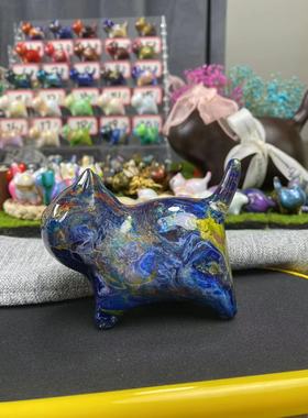 【流体中猫】7cm原创手绘檀木飘漆工艺 一物一拍