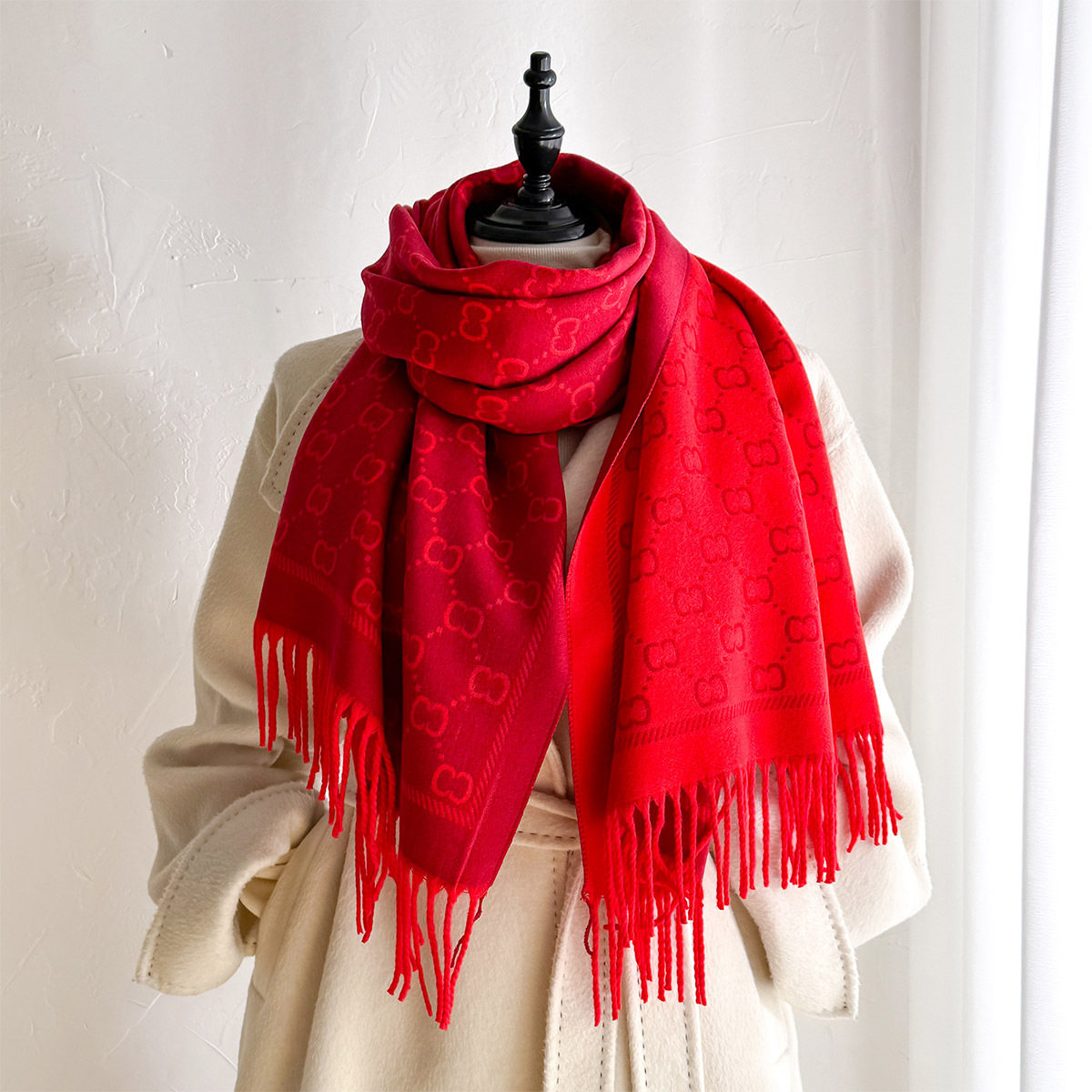 中国红新年仿羊绒围巾女2025冬季新款本命年喜庆红色加厚保暖围脖,淘宝优惠券,粉丝福利购,淘宝优惠卷