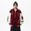 American heavy embroidery patchwork contrast color baseball jacket