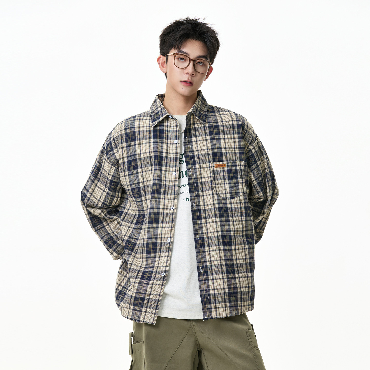 悟空有货潮牌美式格子长袖衬衫男女秋季宽松情侣百搭休闲衬衣外套,淘宝优惠券,粉丝福利购,淘宝优惠卷