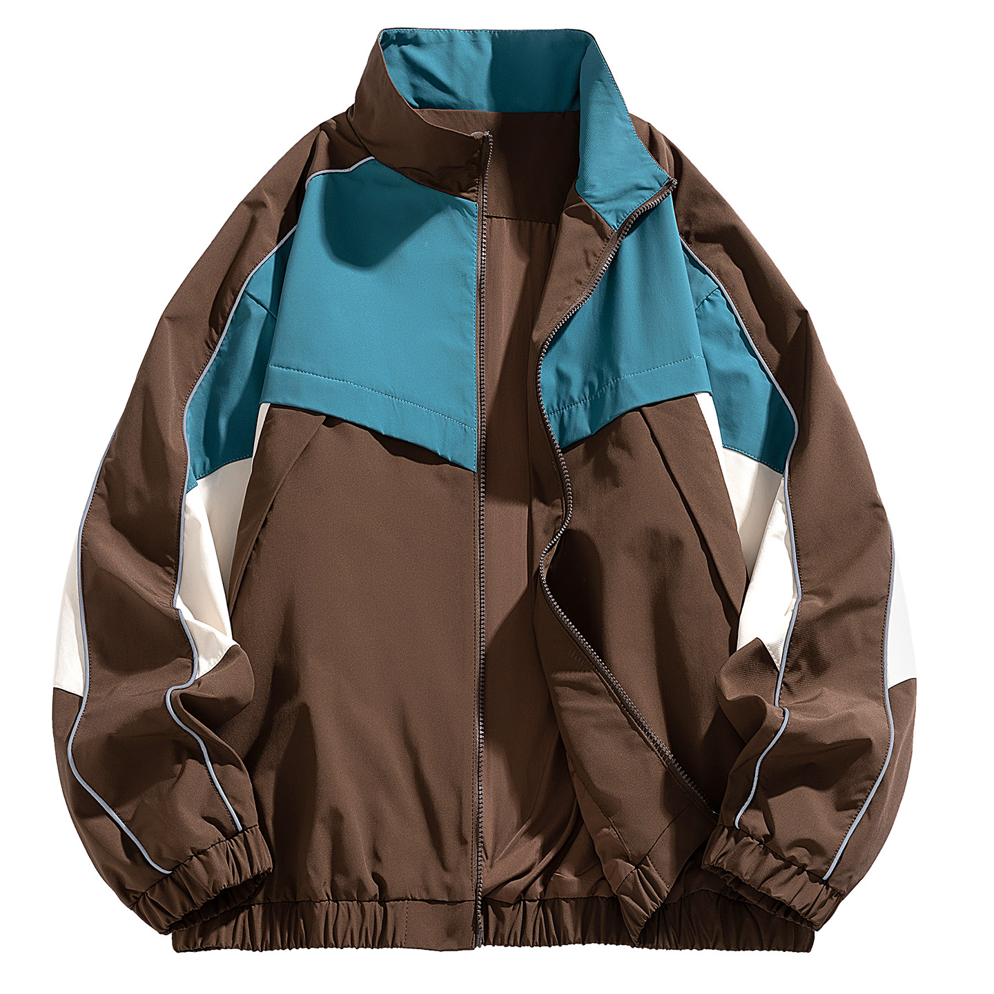 悟空有货潮牌撞色拼接立领夹克男女春季复古宽松情侣休闲百搭外套,淘宝优惠券,粉丝福利购,淘宝优惠卷