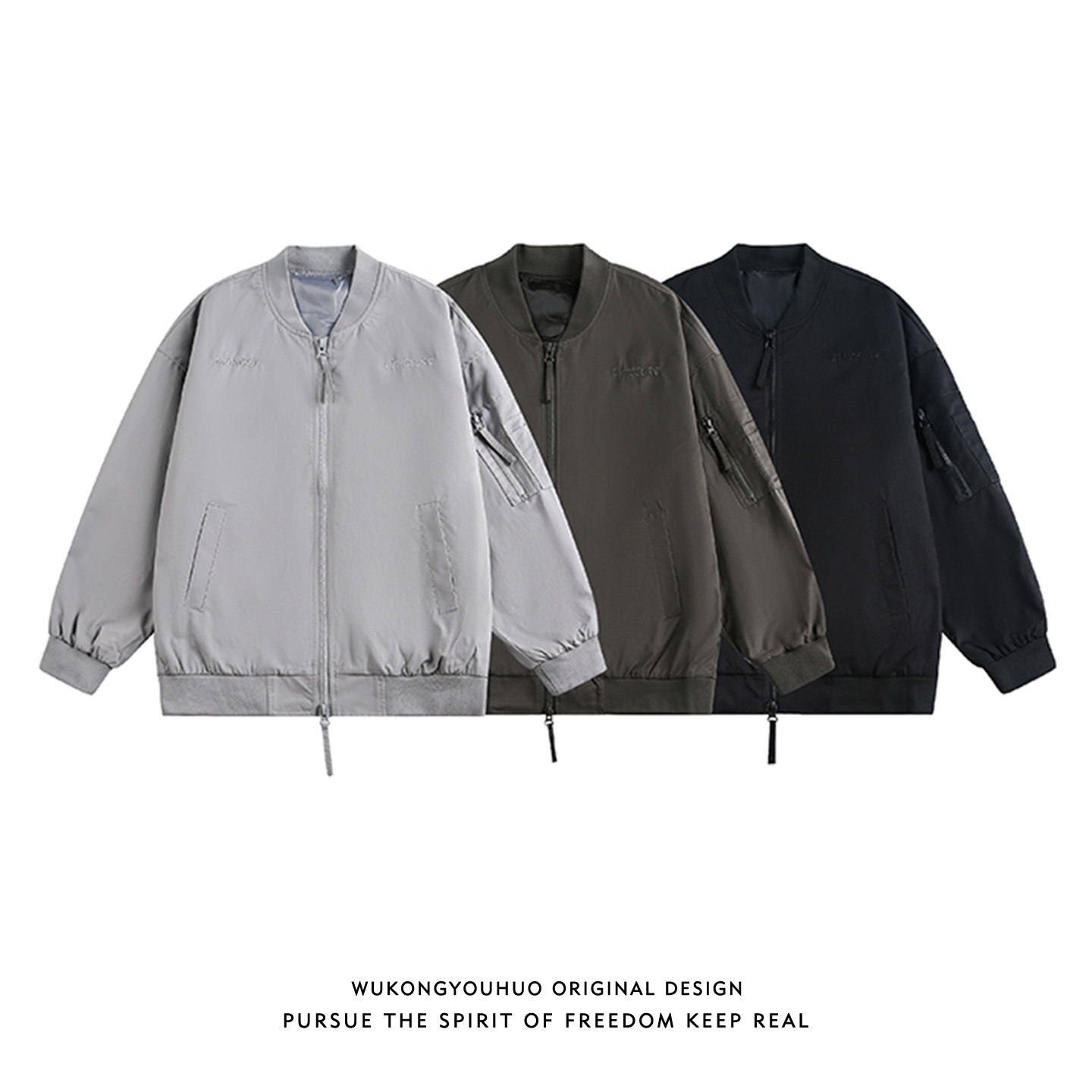 悟空有货美式复古刺绣飞行员夹克男女春季潮牌宽松百搭休闲棒球服,淘宝优惠券,粉丝福利购,淘宝优惠卷