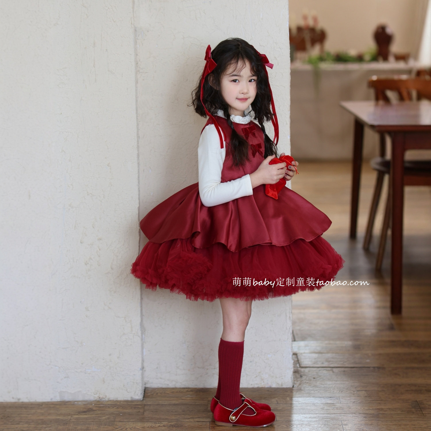 女童红色网纱加绒蛋糕裙背心裙2025冬季小女孩公主裙tutu裙连衣裙,淘宝优惠券,粉丝福利购,淘宝优惠卷