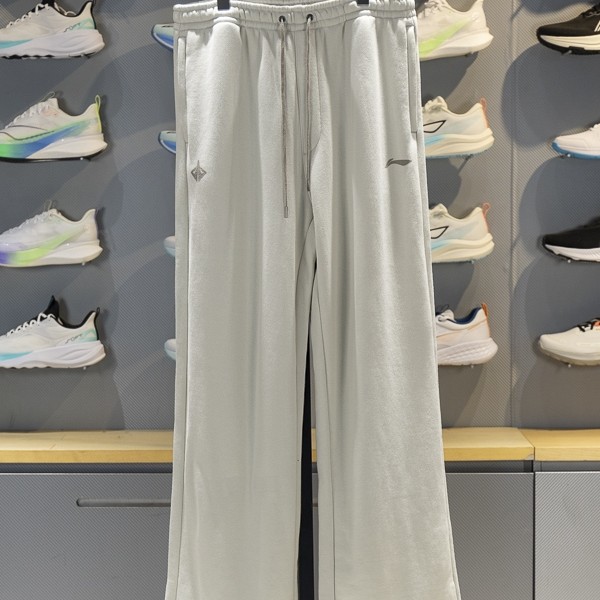 李宁运动裤2025冬季新款CBA篮球系列男子宽松保暖直筒长裤AKLVA99 - 图0