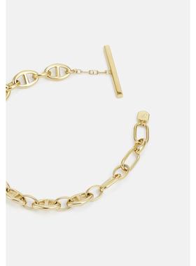 代购Fossil化石女士手链简约百搭优雅精致金色不锈钢抛光表面T型