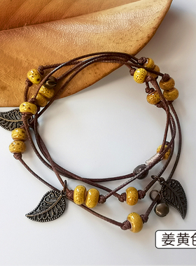 陶瓷编制复古民族风多层编制手链