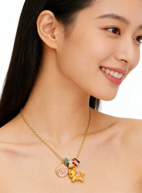 珐琅小飞马独角兽马卡龙色项链轻奢小众高级感设计吊坠配饰锁骨链