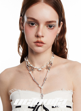 叠戴鸢尾叶项链女款锁骨链