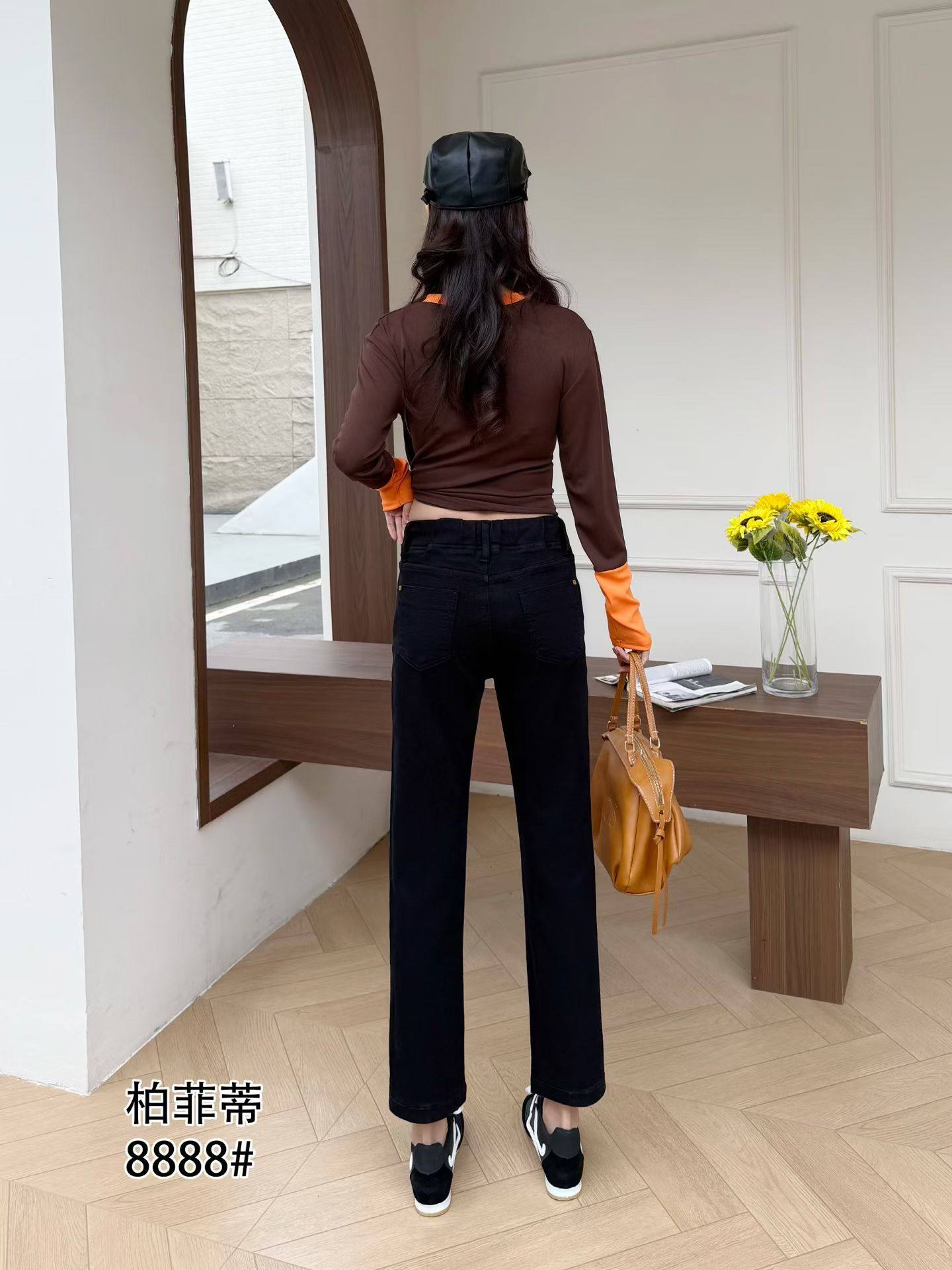 柏菲蒂8888春加大码牛仔裤女 松紧腰弹力百搭休闲直筒九分烟管裤,淘宝优惠券,粉丝福利购,淘宝优惠卷