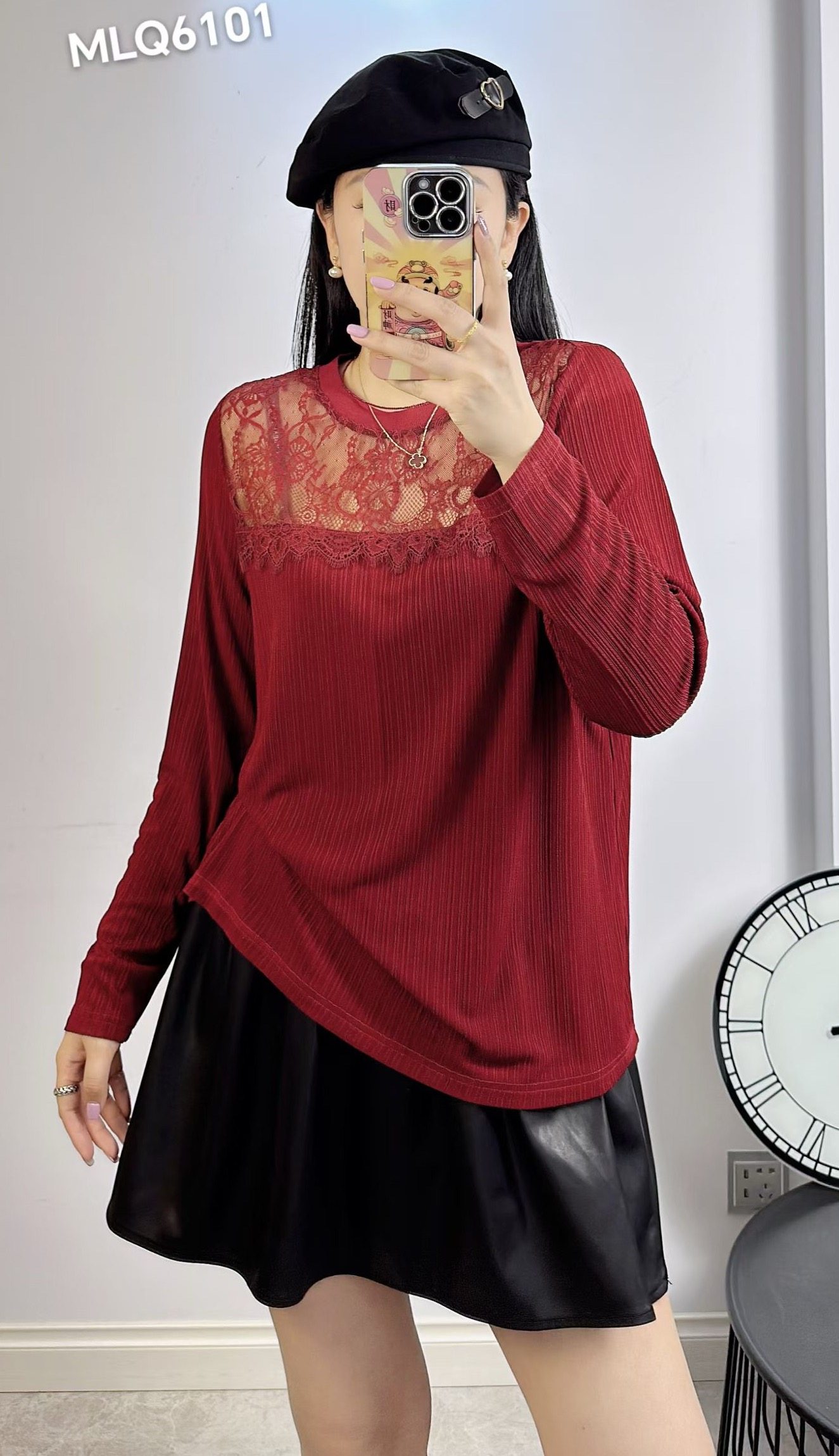 米莱奇6101春加大码打底衫女 韩版时尚蕾丝镂空长袖T恤显瘦内搭衫,淘宝优惠券,粉丝福利购,淘宝优惠卷