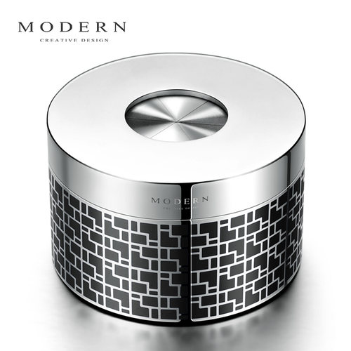 德国MODERN创意个性潮流烟灰缸不锈钢封闭式带盖防飞灰男礼品定制 - 图2